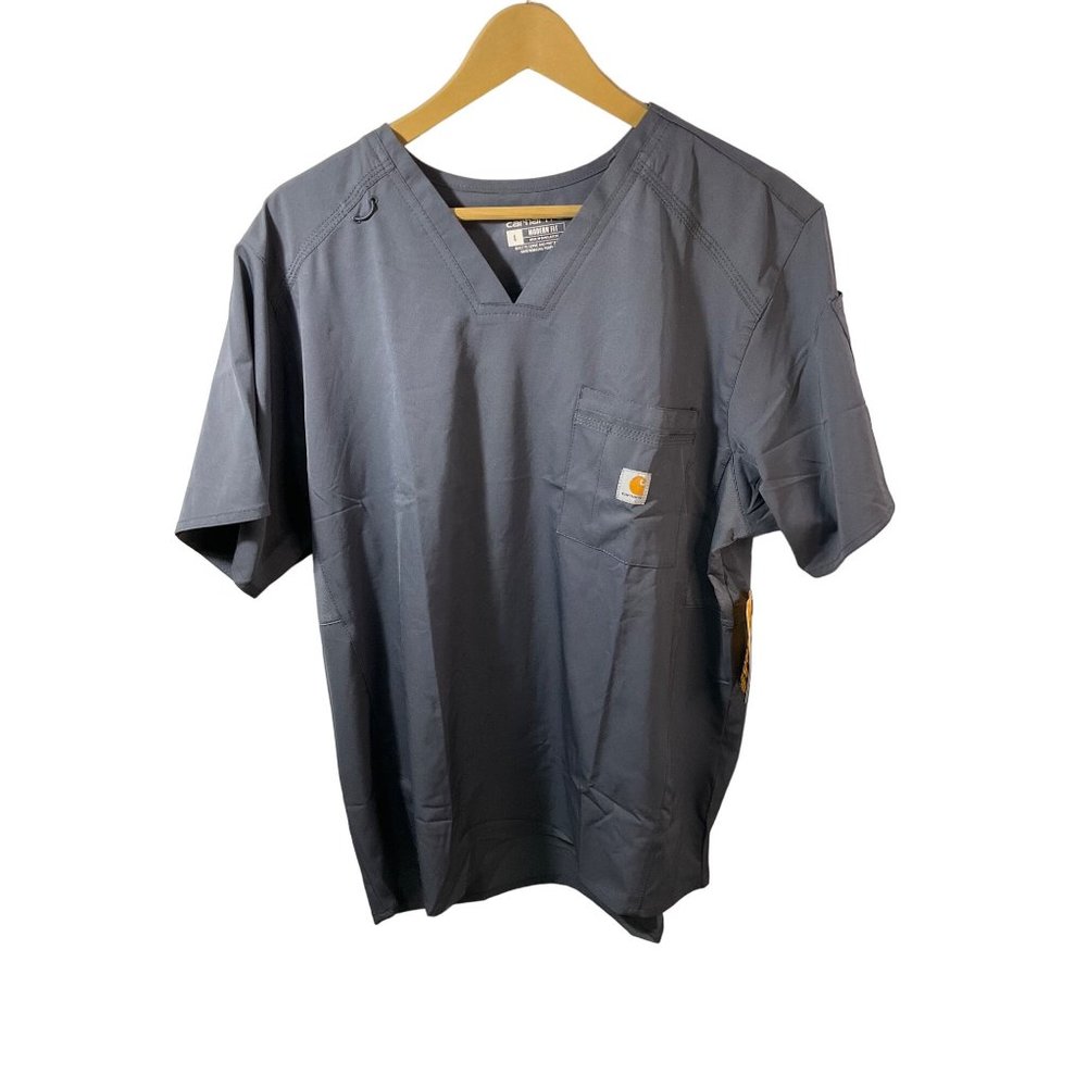 NWT Men's Gray Carhartt Modern Fit Chest Pocket V-Neck Scrub top  #MT5106-M